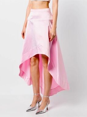 Cynthia Rowley Livia Satin Hi-Low Hem  Skirt in pink size 0